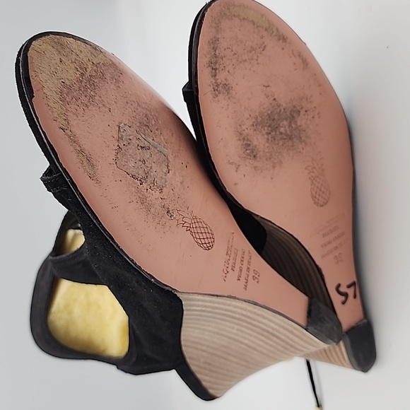 AQUAZZURA Black Suede Cut-out Wedge w/Heel Tie, Size 39 - Picture 5 of 8